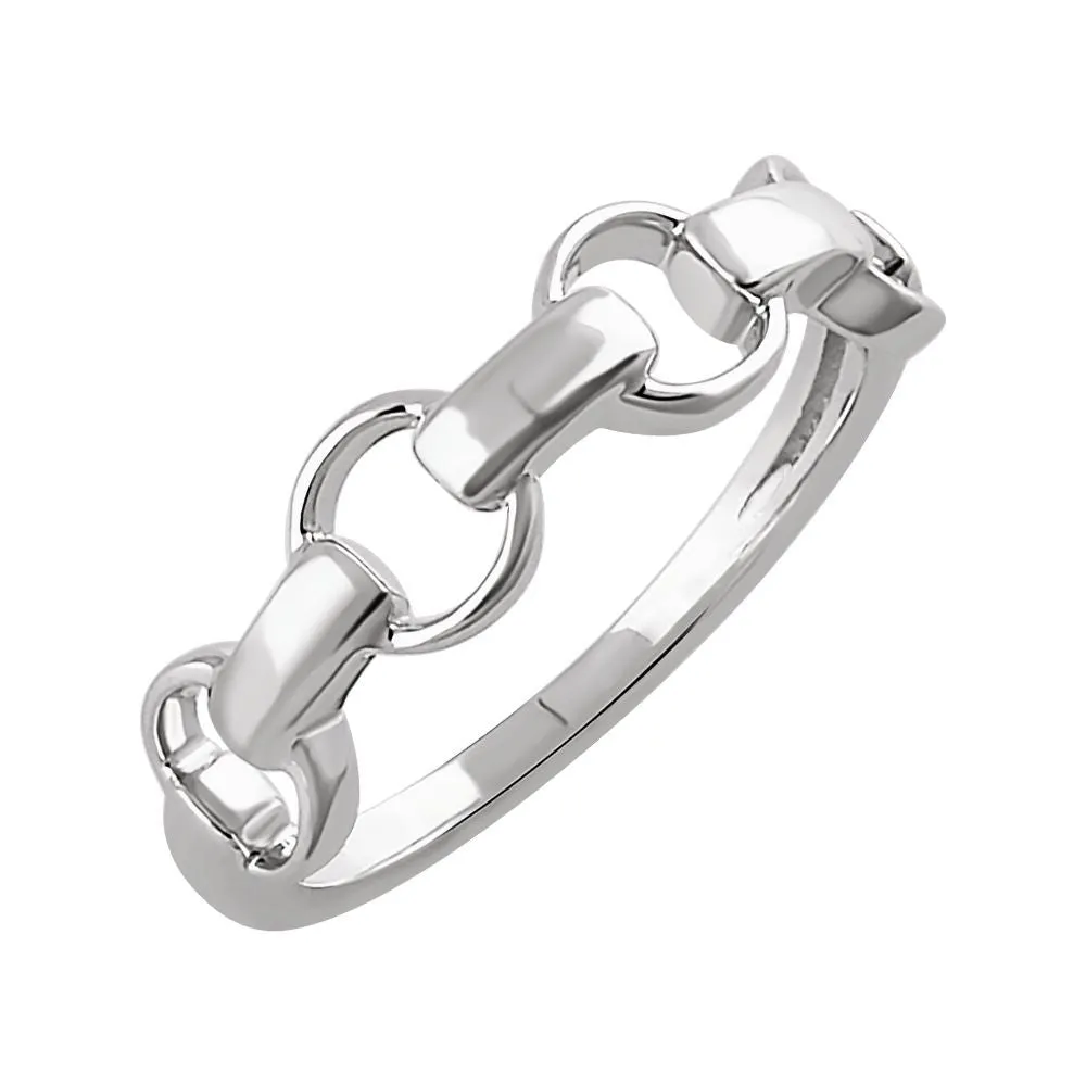 14k White Gold Chain Link Ring , Size 7