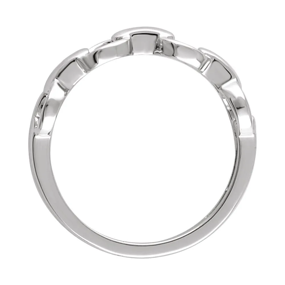 14k White Gold Chain Link Ring , Size 7