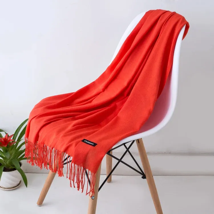 1pc Fashion Solid Color Women Scarf Winter Hijabs Tessale Tassels Long Lady Shawls Cashmere Like Pashmina Hijabs Scarves Wraps