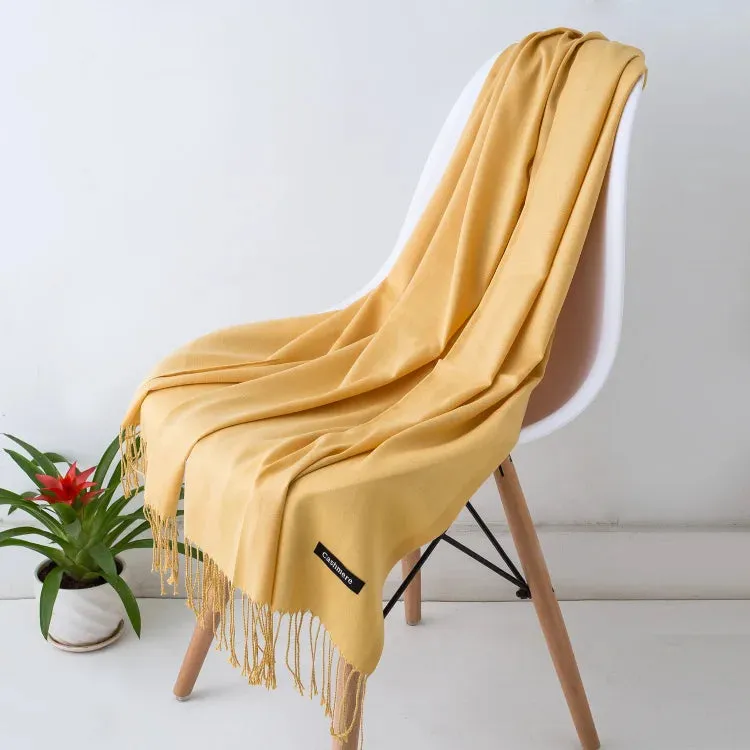 1pc Fashion Solid Color Women Scarf Winter Hijabs Tessale Tassels Long Lady Shawls Cashmere Like Pashmina Hijabs Scarves Wraps