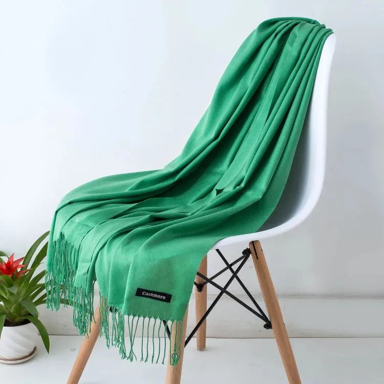 1pc Fashion Solid Color Women Scarf Winter Hijabs Tessale Tassels Long Lady Shawls Cashmere Like Pashmina Hijabs Scarves Wraps