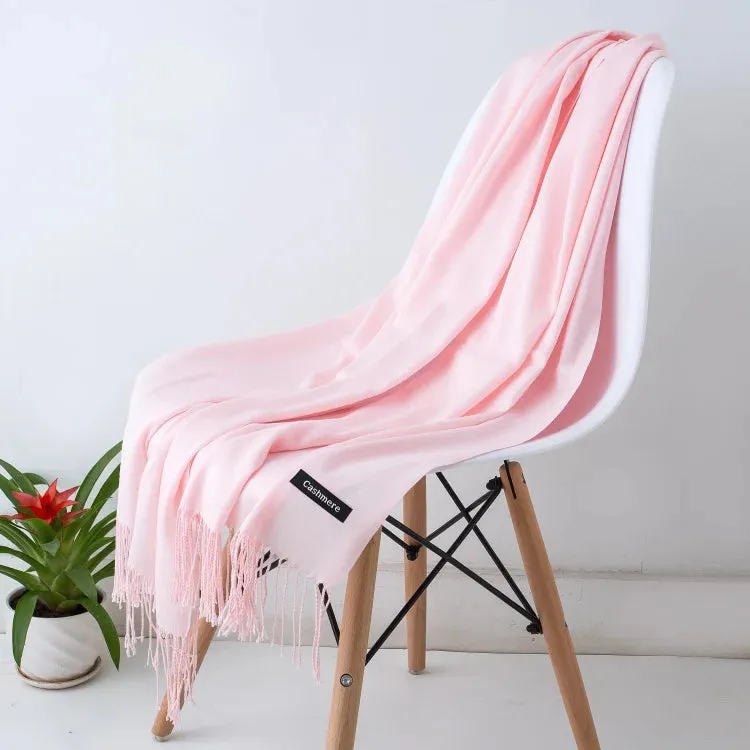 1pc Fashion Solid Color Women Scarf Winter Hijabs Tessale Tassels Long Lady Shawls Cashmere Like Pashmina Hijabs Scarves Wraps