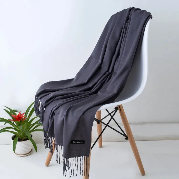 1pc Fashion Solid Color Women Scarf Winter Hijabs Tessale Tassels Long Lady Shawls Cashmere Like Pashmina Hijabs Scarves Wraps