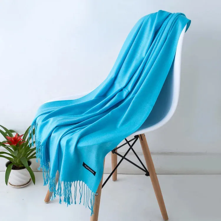 1pc Fashion Solid Color Women Scarf Winter Hijabs Tessale Tassels Long Lady Shawls Cashmere Like Pashmina Hijabs Scarves Wraps
