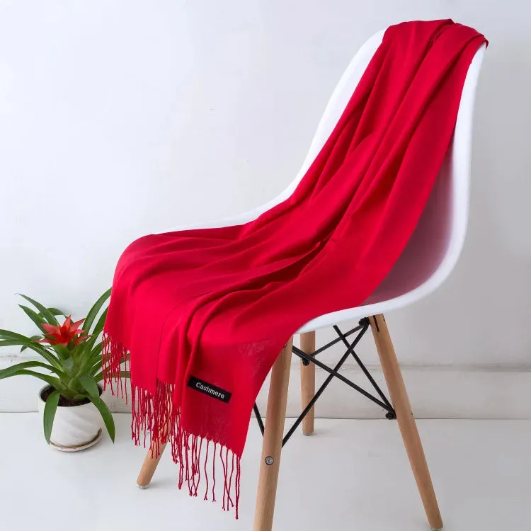 1pc Fashion Solid Color Women Scarf Winter Hijabs Tessale Tassels Long Lady Shawls Cashmere Like Pashmina Hijabs Scarves Wraps