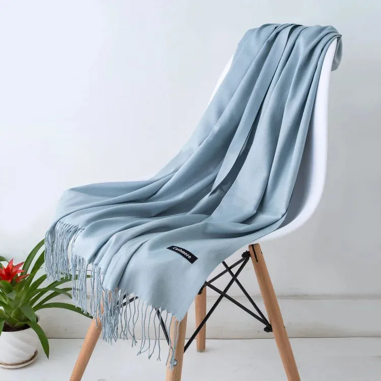 1pc Fashion Solid Color Women Scarf Winter Hijabs Tessale Tassels Long Lady Shawls Cashmere Like Pashmina Hijabs Scarves Wraps