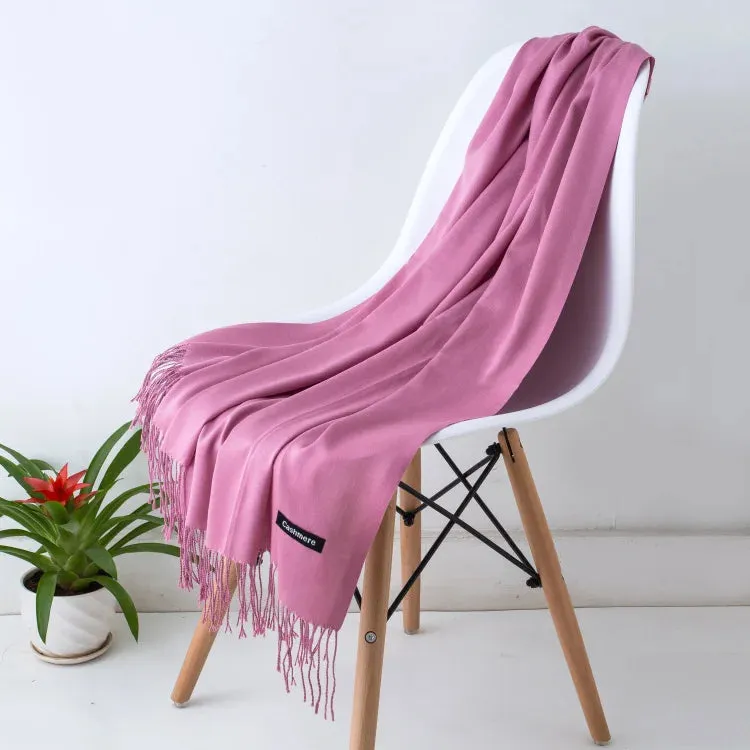 1pc Fashion Solid Color Women Scarf Winter Hijabs Tessale Tassels Long Lady Shawls Cashmere Like Pashmina Hijabs Scarves Wraps