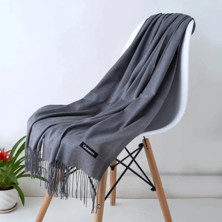 1pc Fashion Solid Color Women Scarf Winter Hijabs Tessale Tassels Long Lady Shawls Cashmere Like Pashmina Hijabs Scarves Wraps