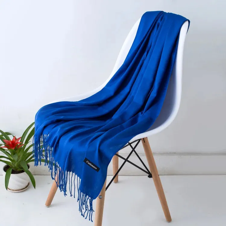 1pc Fashion Solid Color Women Scarf Winter Hijabs Tessale Tassels Long Lady Shawls Cashmere Like Pashmina Hijabs Scarves Wraps