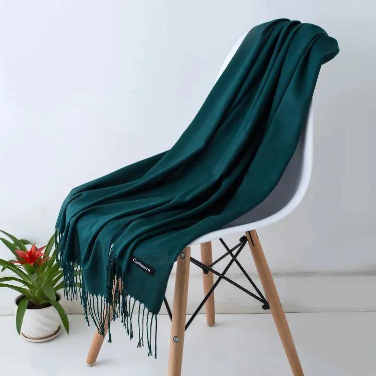 1pc Fashion Solid Color Women Scarf Winter Hijabs Tessale Tassels Long Lady Shawls Cashmere Like Pashmina Hijabs Scarves Wraps