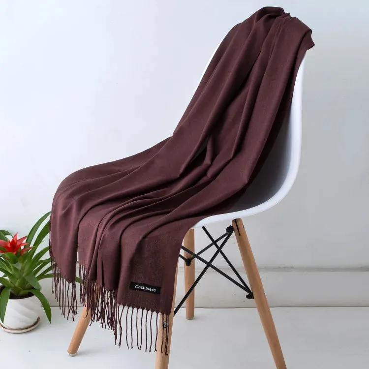 1pc Fashion Solid Color Women Scarf Winter Hijabs Tessale Tassels Long Lady Shawls Cashmere Like Pashmina Hijabs Scarves Wraps