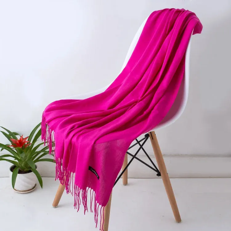 1pc Fashion Solid Color Women Scarf Winter Hijabs Tessale Tassels Long Lady Shawls Cashmere Like Pashmina Hijabs Scarves Wraps