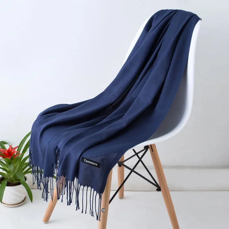 1pc Fashion Solid Color Women Scarf Winter Hijabs Tessale Tassels Long Lady Shawls Cashmere Like Pashmina Hijabs Scarves Wraps