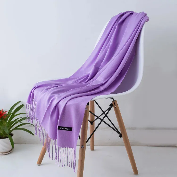 1pc Fashion Solid Color Women Scarf Winter Hijabs Tessale Tassels Long Lady Shawls Cashmere Like Pashmina Hijabs Scarves Wraps