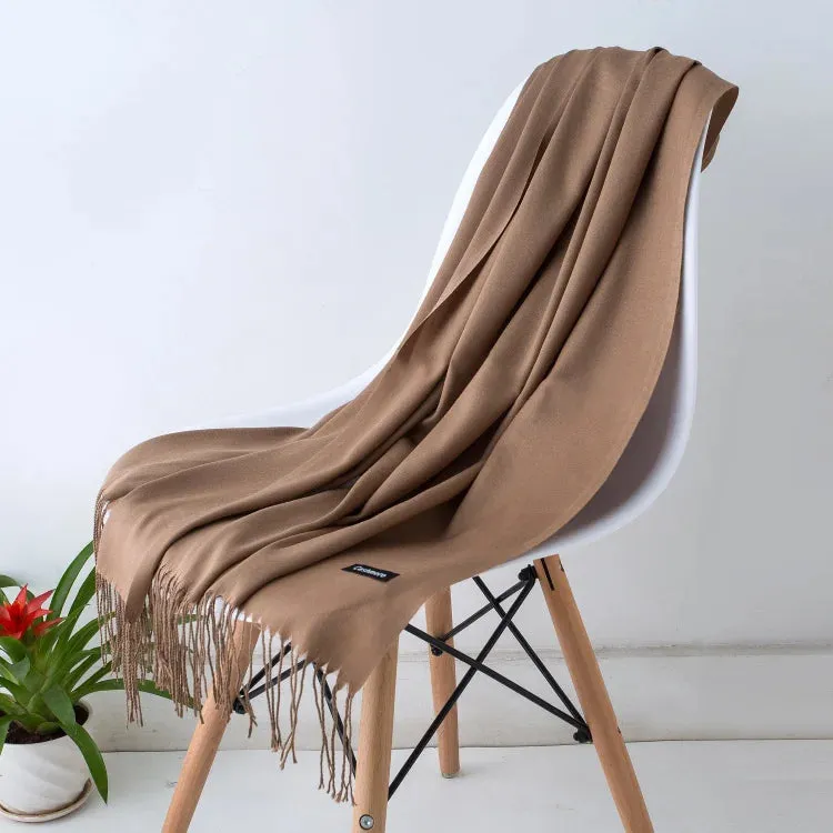 1pc Fashion Solid Color Women Scarf Winter Hijabs Tessale Tassels Long Lady Shawls Cashmere Like Pashmina Hijabs Scarves Wraps