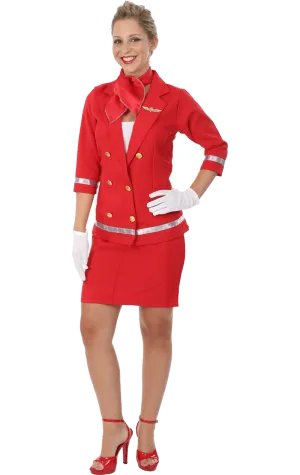 Adult Sizzling Red Air Hostess Costume