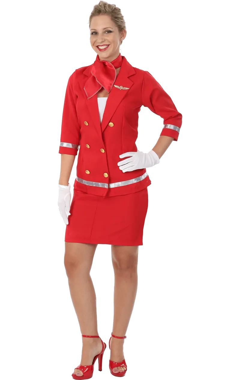 Adult Sizzling Red Air Hostess Costume