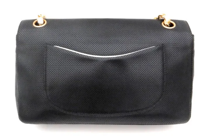 Authentic Chanel Perforated Black & White 10” 2.55 Flapover