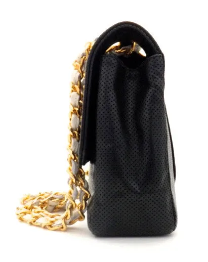 Authentic Chanel Perforated Black & White 10” 2.55 Flapover