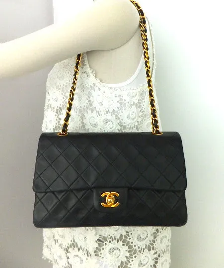 Authentic Chanel Vintage Black 2.55 10” Flapover