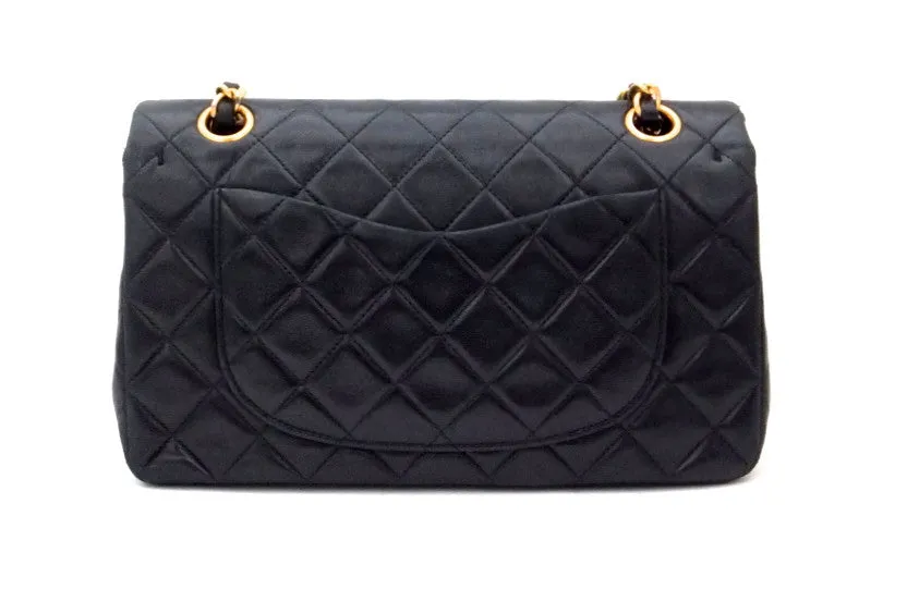 Authentic Chanel Vintage Black Lambskin 2.55 9” Flapover