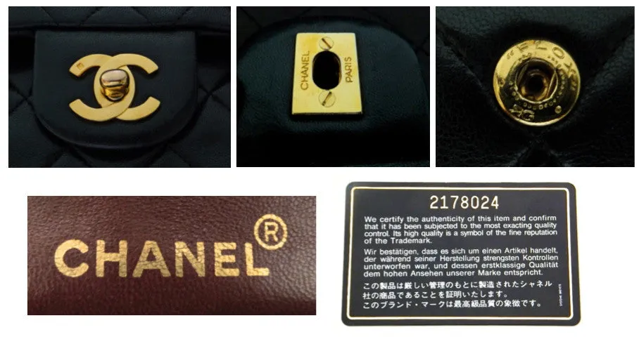 Authentic Chanel Vintage Black Lambskin 2.55 9” Flapover