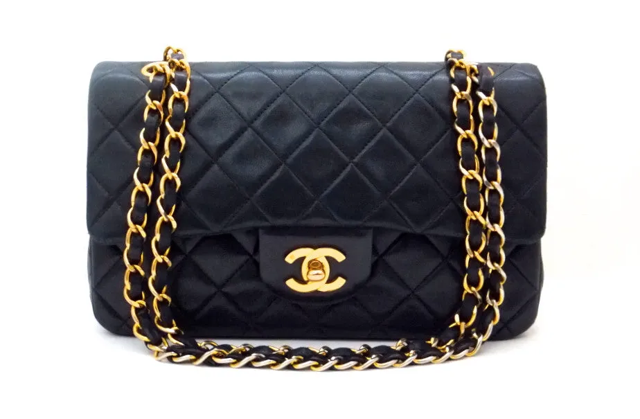 Authentic Chanel Vintage Black Lambskin 2.55 9” Flapover