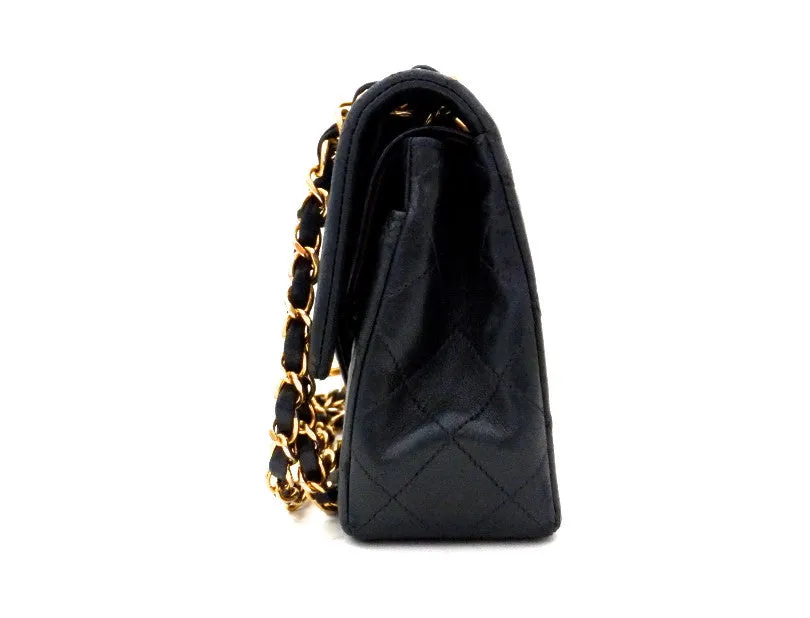 Authentic Chanel Vintage Black Lambskin 2.55 9” Flapover