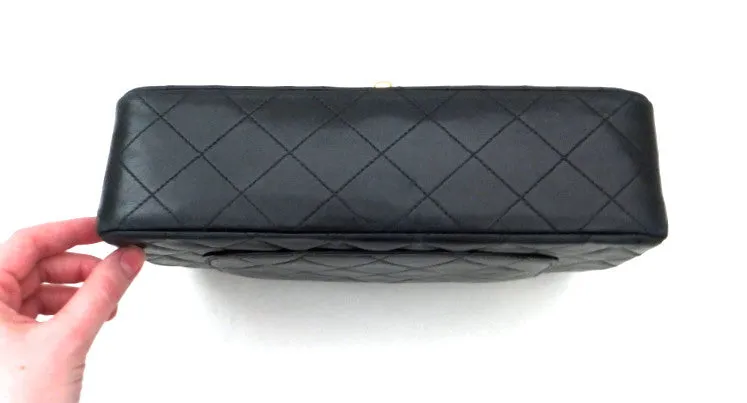 Authentic Chanel Vintage Black Lambskin 2.55 9” Flapover