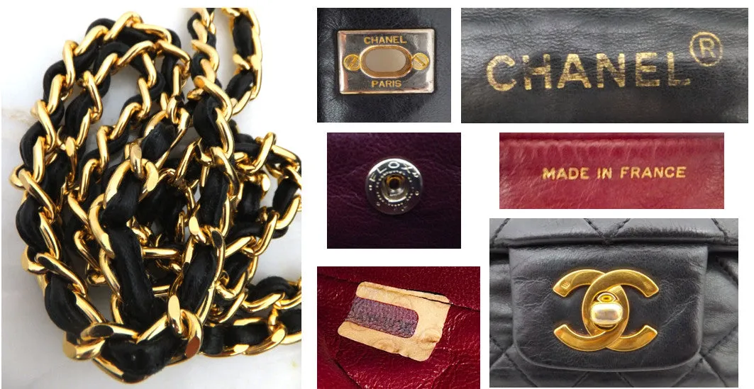 Authentic Chanel Vintage Large Black Quilted Flapover