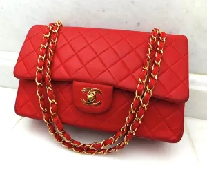 Authentic Chanel Vintage Red Quilted 2.55 Flapover