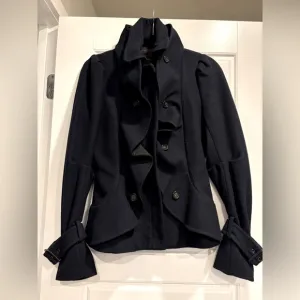 BCBGMaxAzria Wool Cashmere Blend Pea Coat Women XS Dark Academia Gothic Romantic