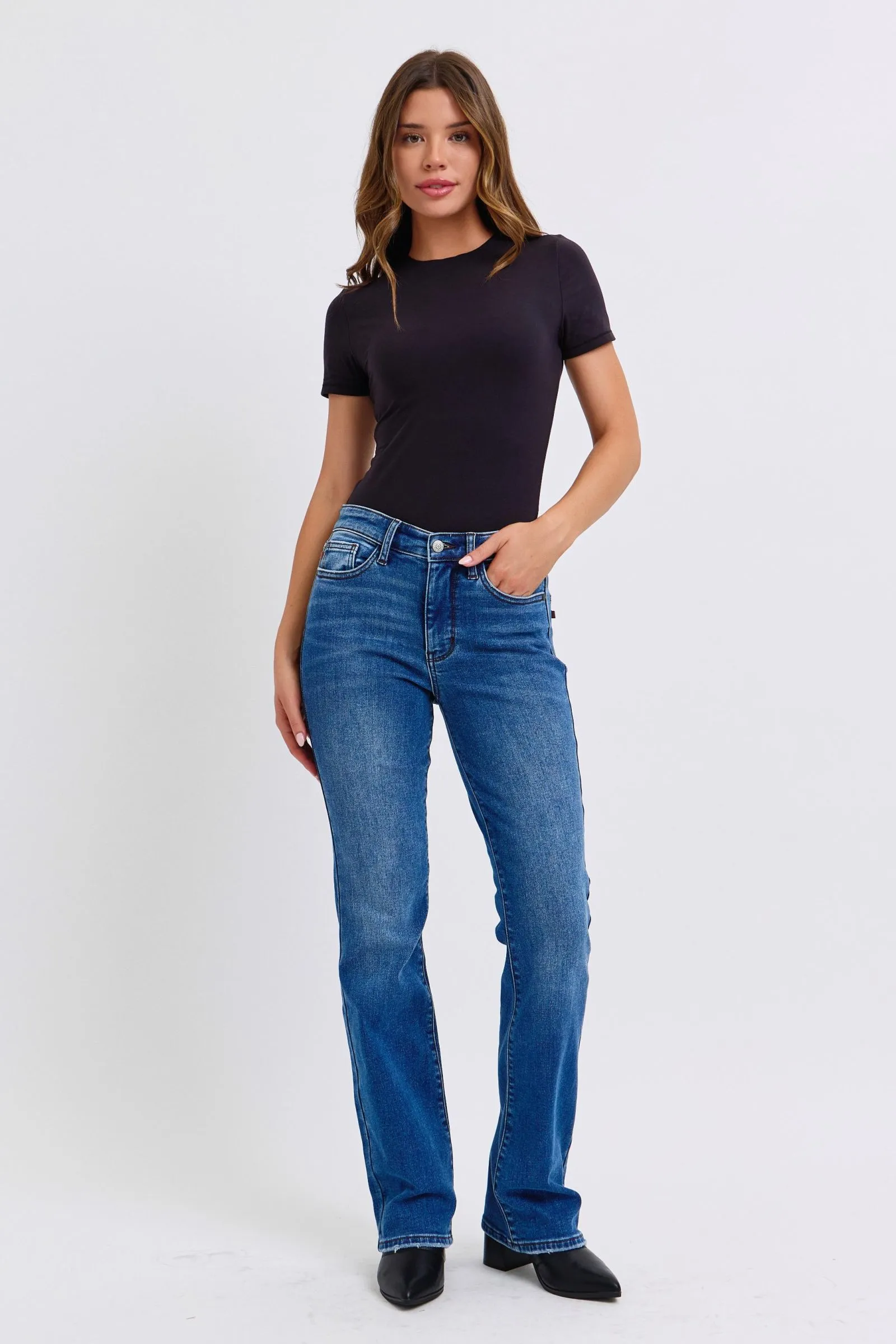 Bette Mid-Rise Bootcut Jeans – Dark Wash by Judy Blue