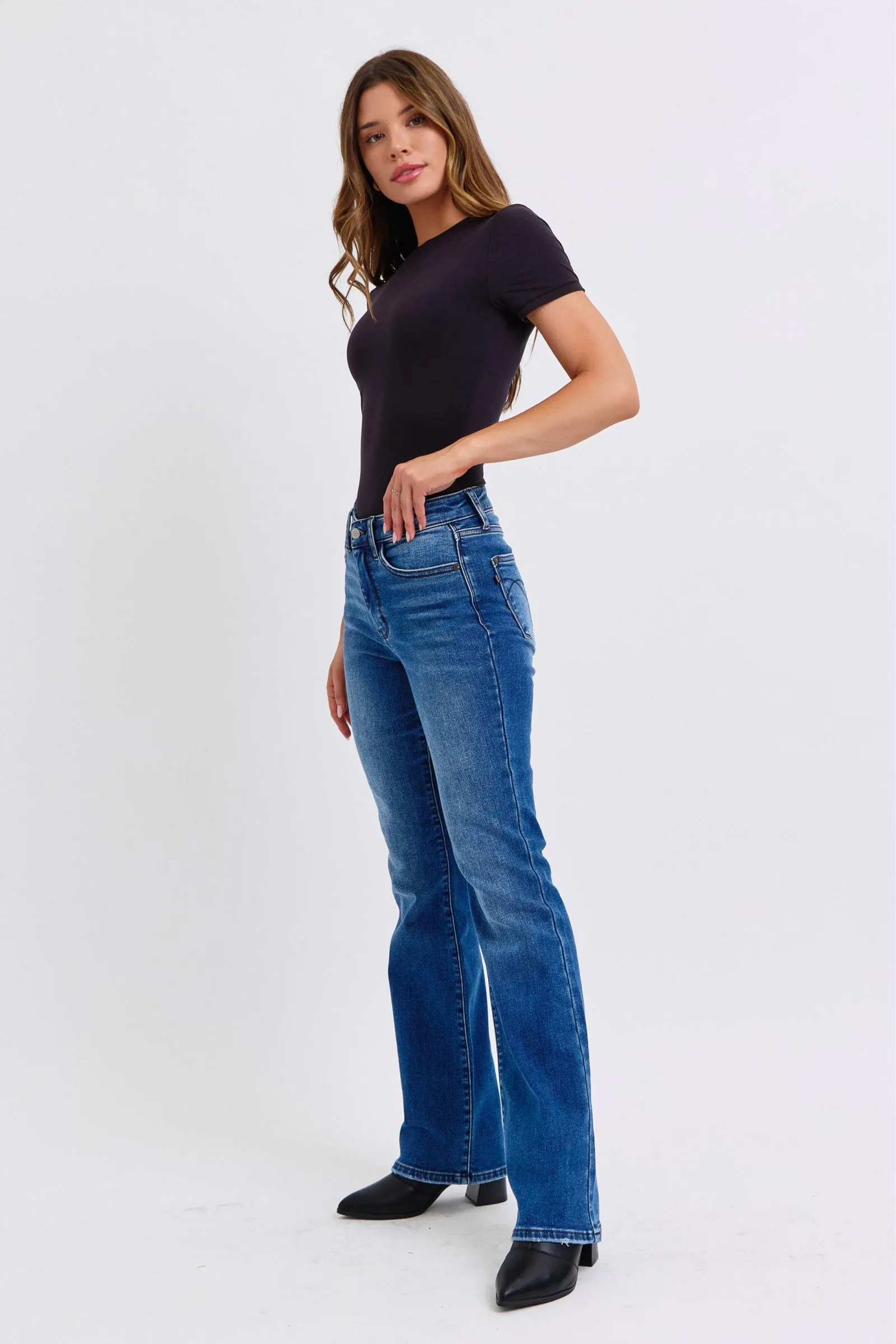 Bette Mid-Rise Bootcut Jeans – Dark Wash by Judy Blue