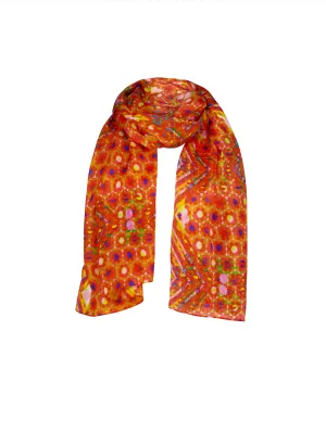 Bimini Pure Silk Stole Orange Watercolour
