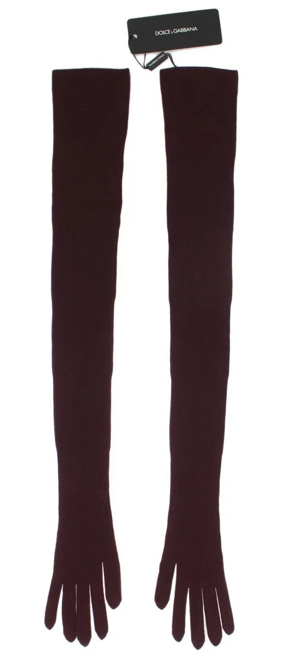 Bordeaux Ribbed Cashmere Elbow Gloves