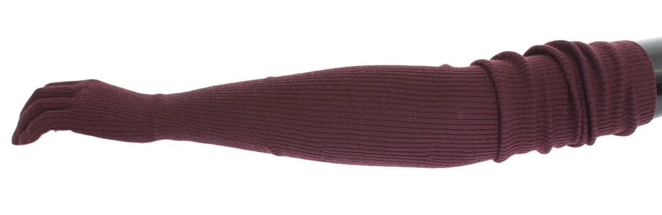 Bordeaux Ribbed Cashmere Elbow Gloves