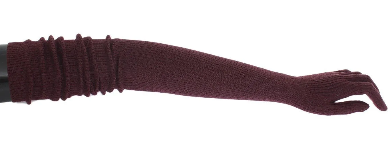 Bordeaux Ribbed Cashmere Elbow Gloves