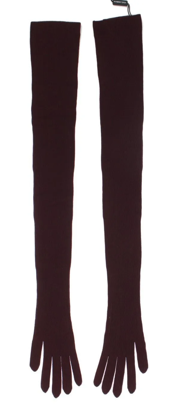 Bordeaux Ribbed Cashmere Elbow Gloves