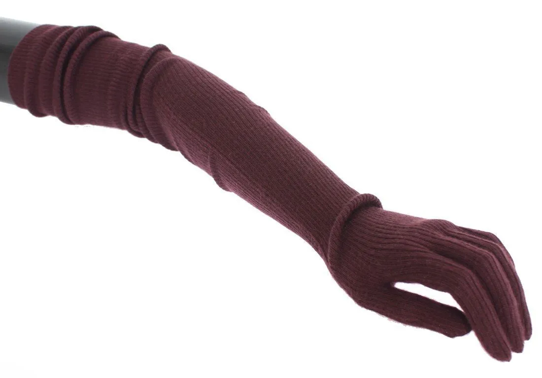 Bordeaux Ribbed Cashmere Elbow Gloves