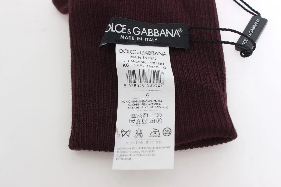 Bordeaux Ribbed Cashmere Elbow Gloves