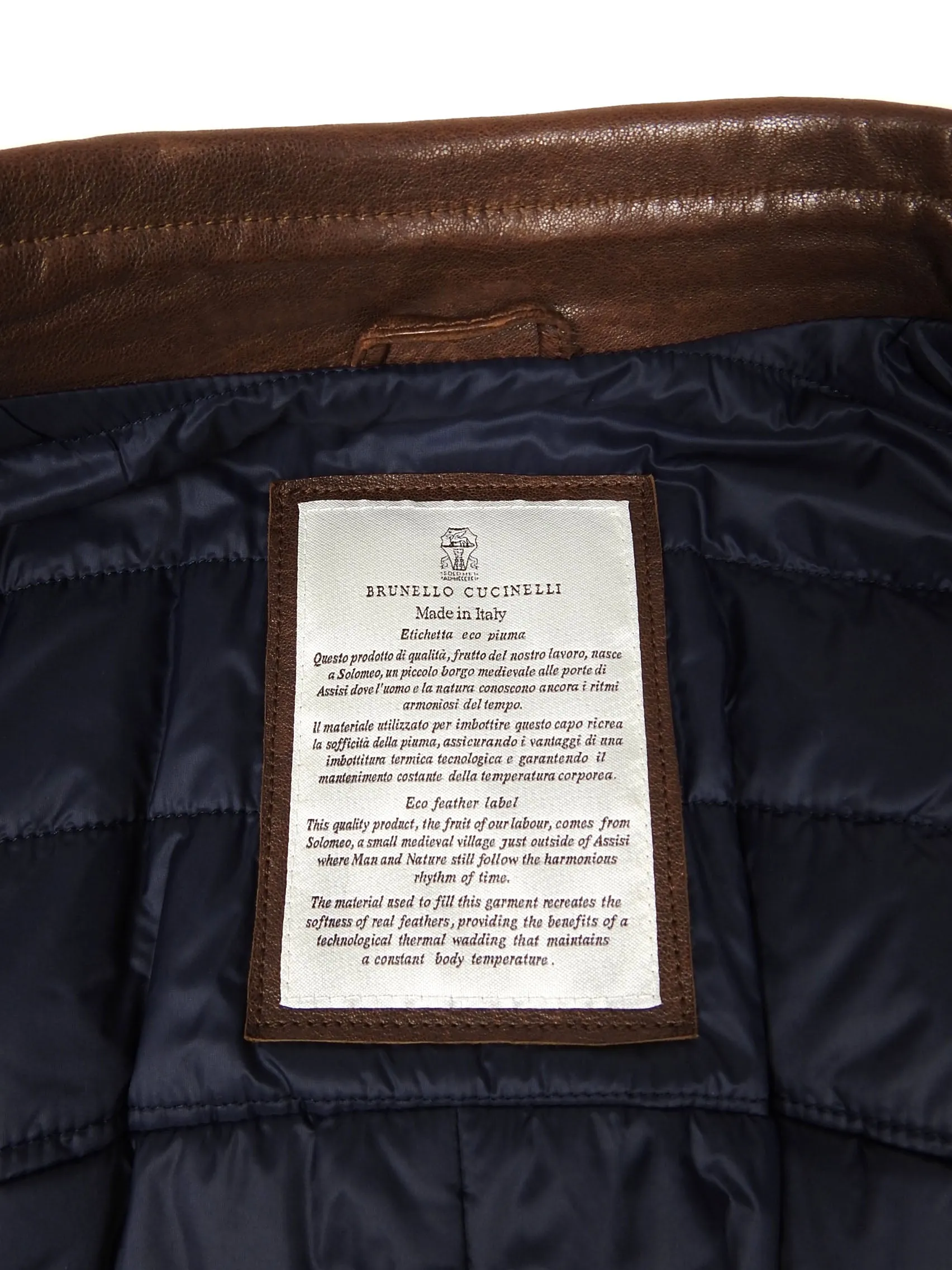 Brunello Cucinelli Leather Quilted Jacket Size Medium
