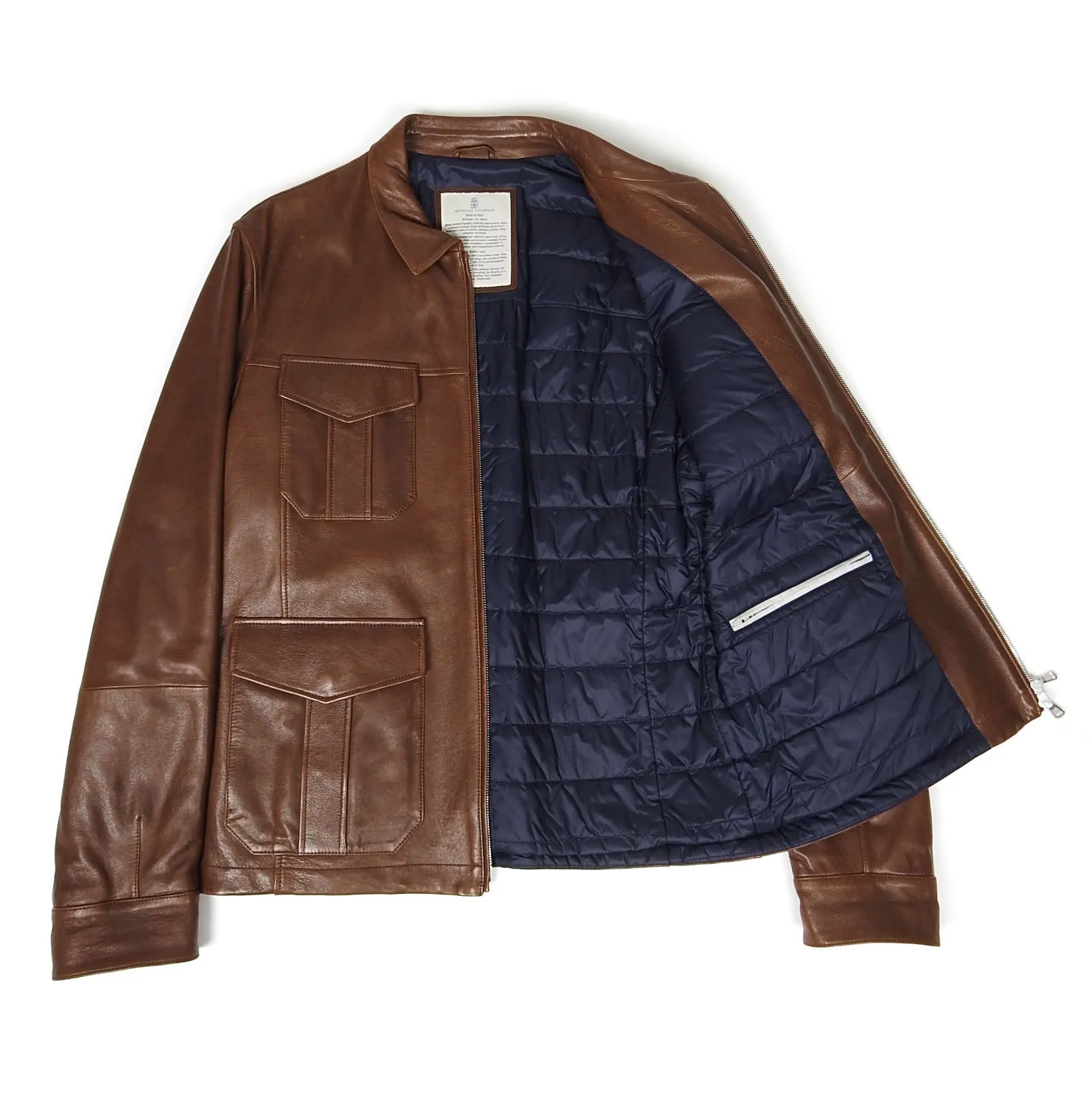 Brunello Cucinelli Leather Quilted Jacket Size Medium