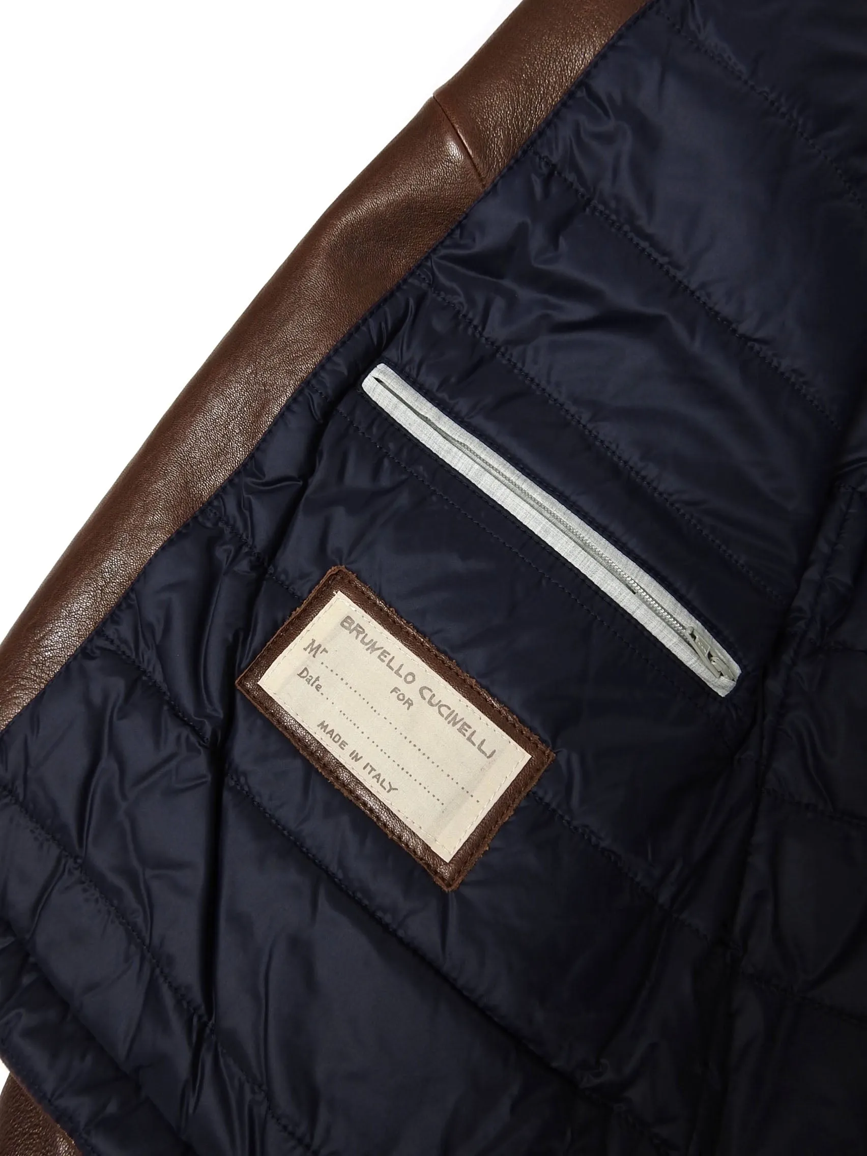Brunello Cucinelli Leather Quilted Jacket Size Medium