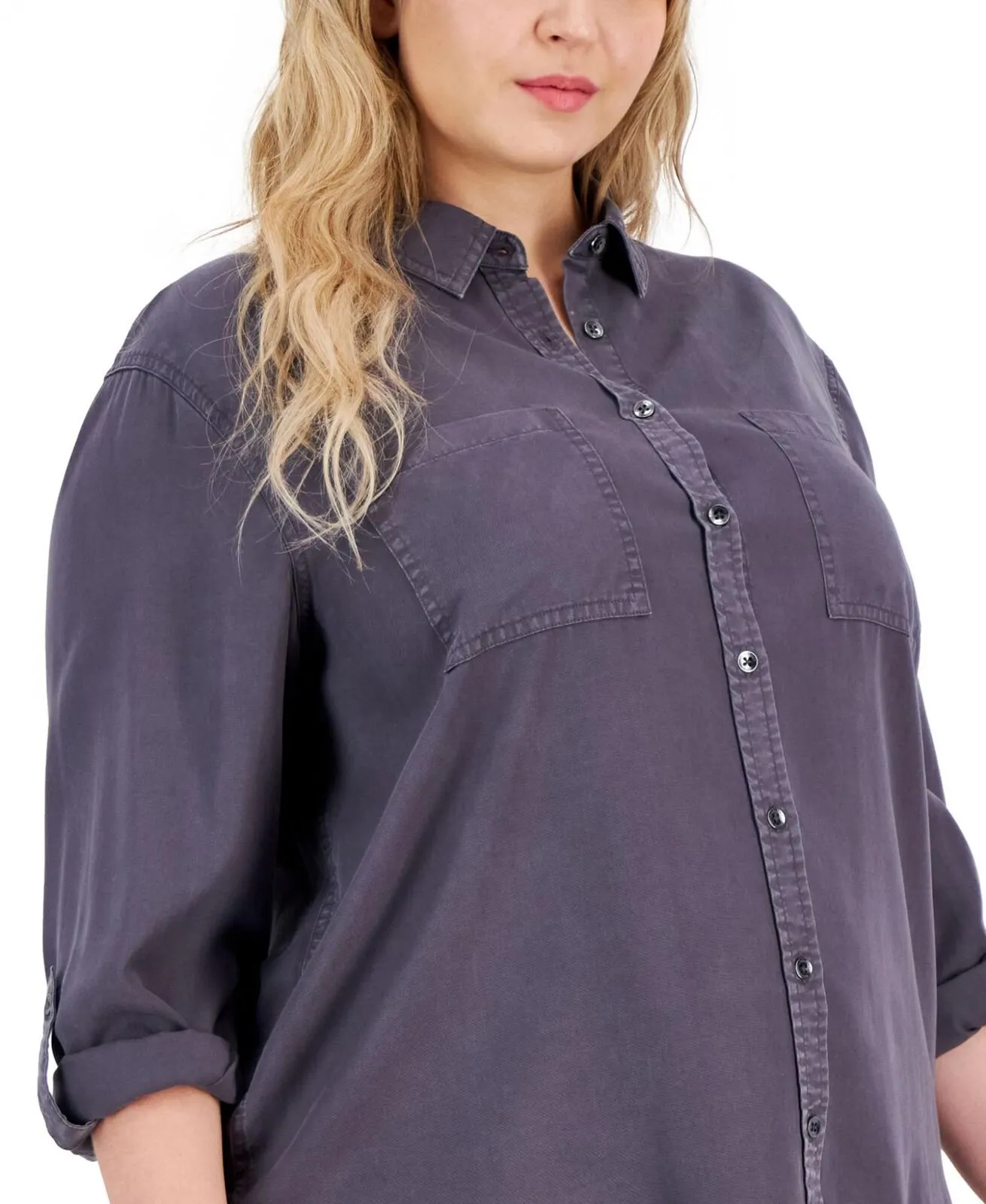 Calvin Klein Jeans Womens Button Up Trendy Plus Size Utility Shirt CJ3X2023