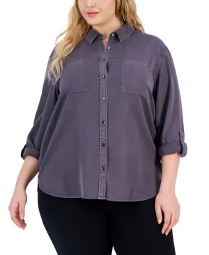 Calvin Klein Jeans Womens Button Up Trendy Plus Size Utility Shirt CJ3X2023