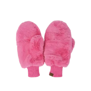 C.C Faux Fur Mittens with Shepherd Lining- Hot Pink