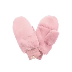 C.C Kids Faux Fur Convertible Mitten Glove- Pink
