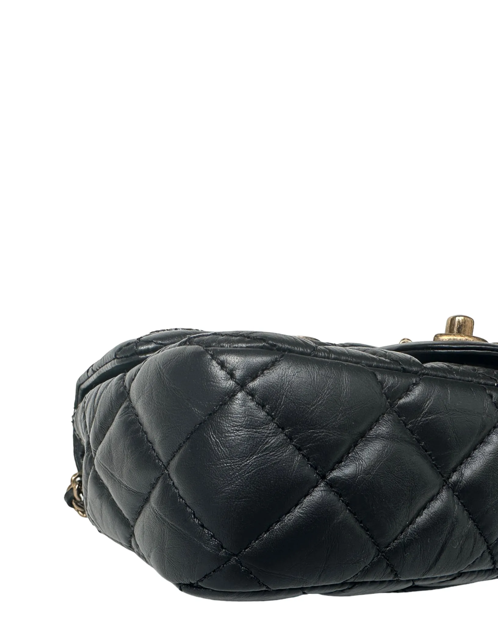 Chanel Black Calfskin Leather Quilted World Coin Charm Flap Bag