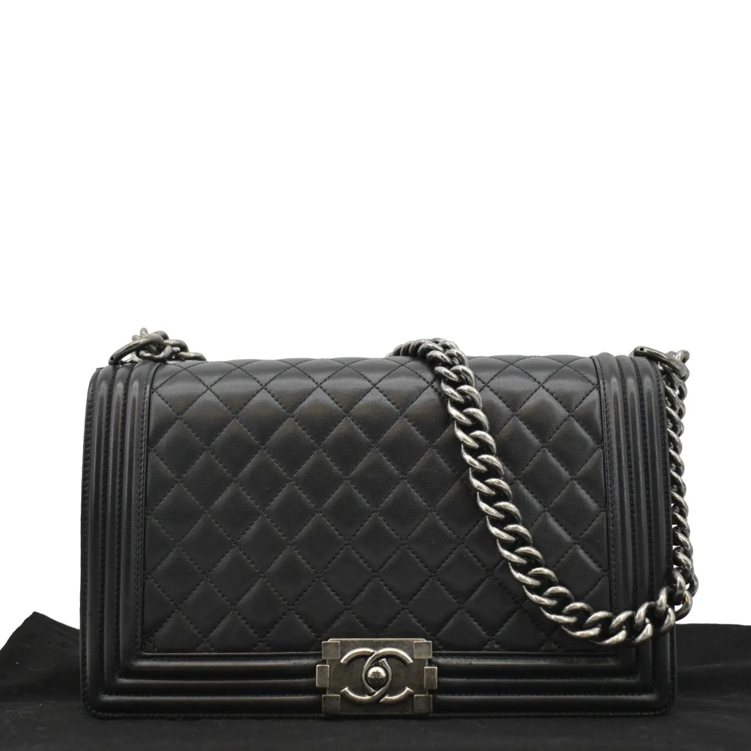 CHANEL Boy Flap Medium Quilted Leather Shoulder Bag Black